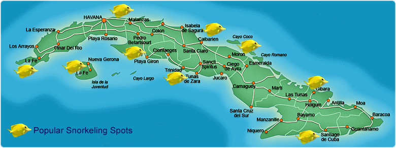 Snorkeling Cuba map